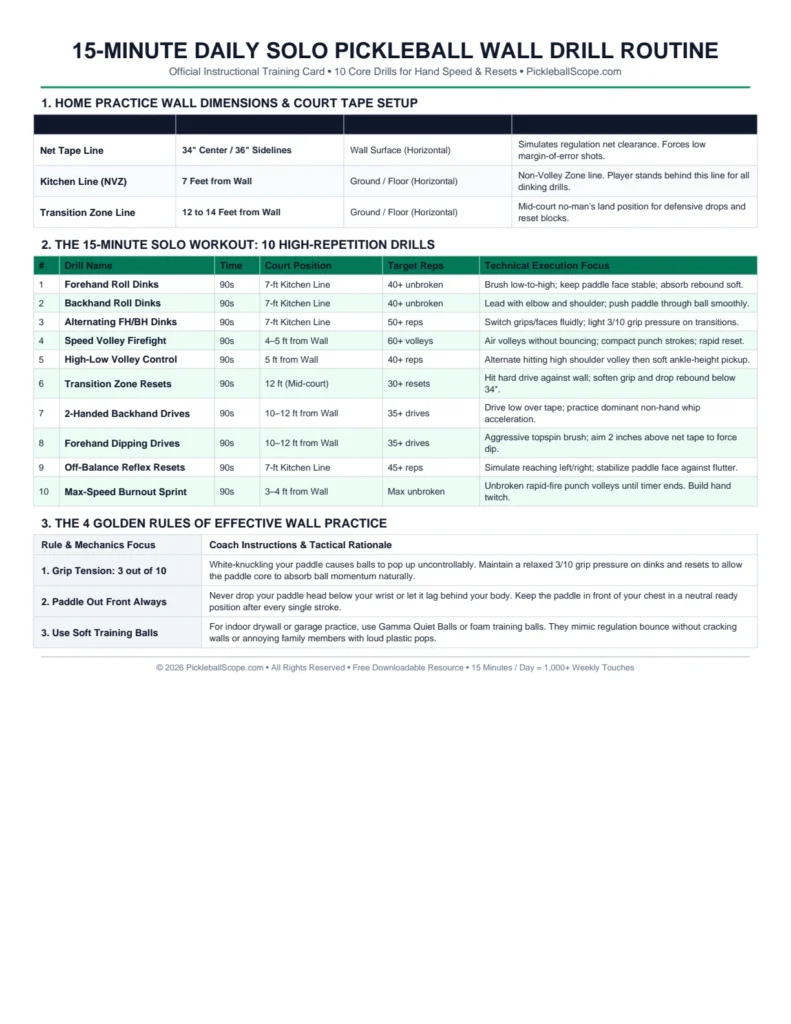 15-Minute Solo Pickleball Wall Drill Workout Routine